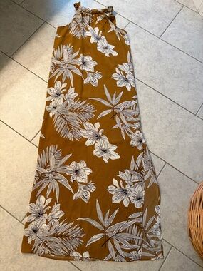 Jade Mustard Floral Maxi Dress with White Tropical Print